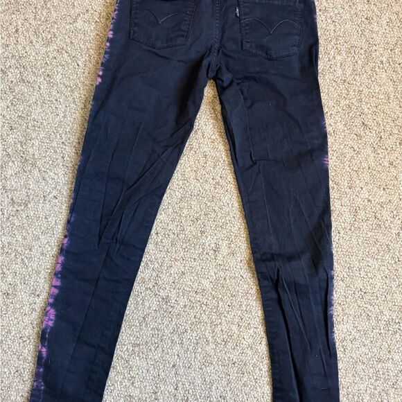 Levi's Denim Leggings Black and Pink Tie-Dye Jeans - Picture 7 of 9